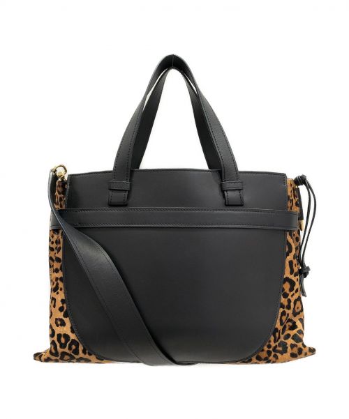 LOEWE（ロエベ）LOEWE (ロエベ) ゲートトップハンドル ブラック×ブラウン サイズ:- 321.67.U60 レオパード柄の古着・服飾アイテム
