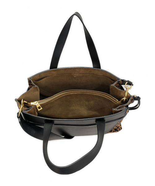 LOEWE（ロエベ）LOEWE (ロエベ) ゲートトップハンドル ブラック×ブラウン サイズ:- 321.67.U60 レオパード柄の古着・服飾アイテム