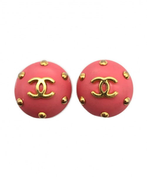 CHANEL（シャネル）CHANEL (シャネル) ココボタンイヤリング ピンク×ゴールド サイズ:-の古着・服飾アイテム