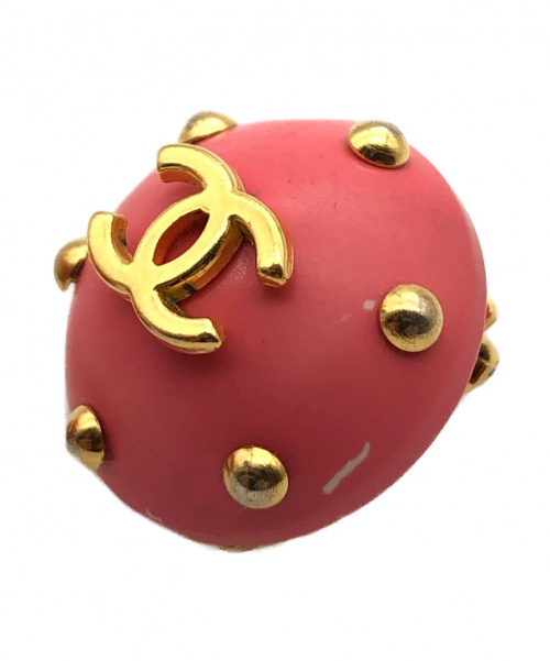 CHANEL（シャネル）CHANEL (シャネル) ココボタンイヤリング ピンク×ゴールド サイズ:-の古着・服飾アイテム
