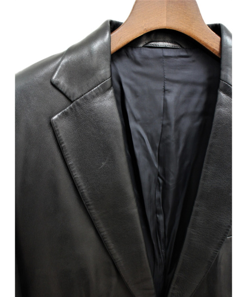 GUCCI（グッチ）GUCCI (グッチ) レザーテーラードジャケット ブラック サイズ:Lの古着・服飾アイテム