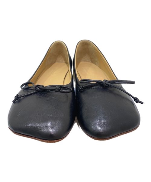 MM6 Maison Margiela（エムエムシックスメゾンマルジェラ）MM6 Maison Margiela (エムエムシックス メゾンマルジェラ) 6 ロゴヒールバレリーナシューズ ブラック サイズ:381/2の古着・服飾アイテム