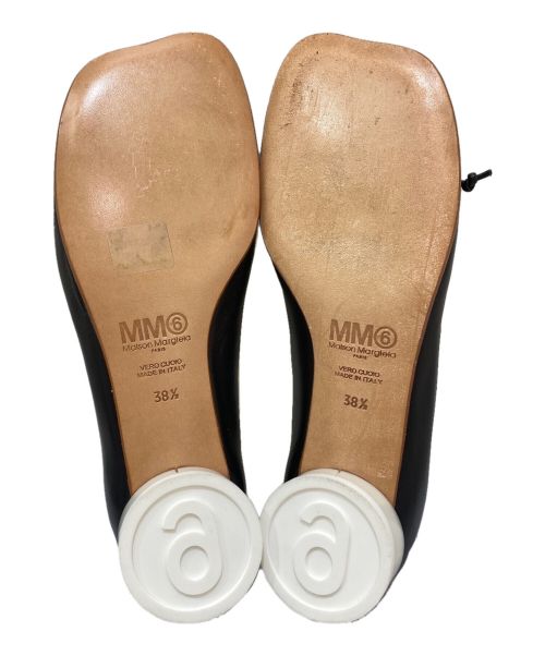 MM6 Maison Margiela（エムエムシックスメゾンマルジェラ）MM6 Maison Margiela (エムエムシックス メゾンマルジェラ) 6 ロゴヒールバレリーナシューズ ブラック サイズ:381/2の古着・服飾アイテム
