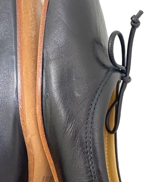 MM6 Maison Margiela（エムエムシックスメゾンマルジェラ）MM6 Maison Margiela (エムエムシックス メゾンマルジェラ) 6 ロゴヒールバレリーナシューズ ブラック サイズ:381/2の古着・服飾アイテム