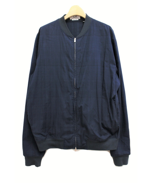 HERMES（エルメス）HERMES (エルメス) コットンチェックブルゾン ネイビー サイズ:41/16の古着・服飾アイテム