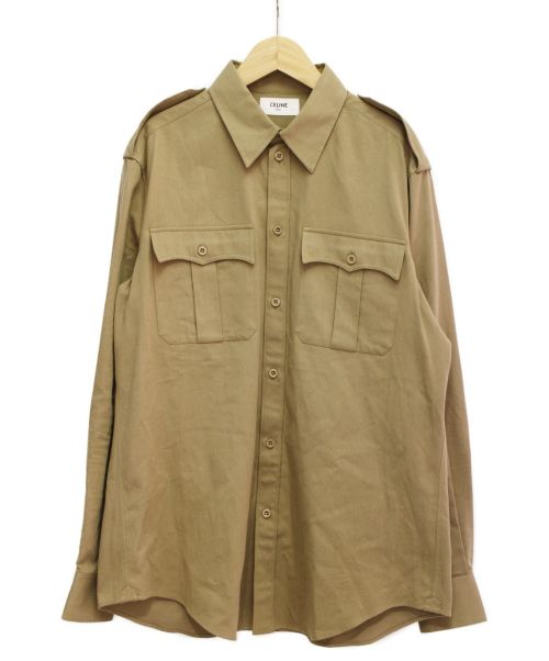 CELINE（セリーヌ）CELINE (セリーヌ) 20SS 軽量コットンツイルミリタリーシャツ ベージュ サイズ:Lの古着・服飾アイテム