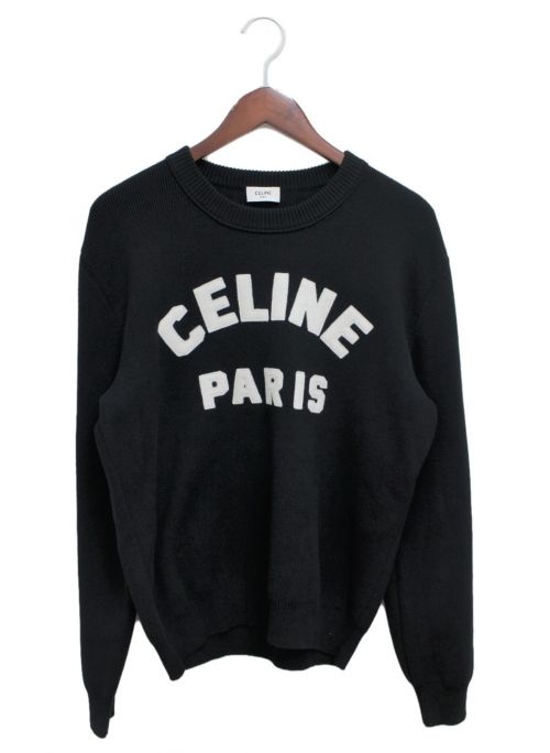 CELINE（セリーヌ）CELINE (セリーヌ) フロッククルーネックセーター ブラック サイズ:Mの古着・服飾アイテム