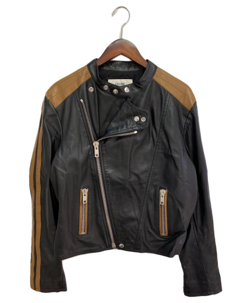 CELINE（セリーヌ）CELINE (セリーヌ) 20AW CAFE RACER JACKET ブラック×ブラウン サイズ:48の古着・服飾アイテム