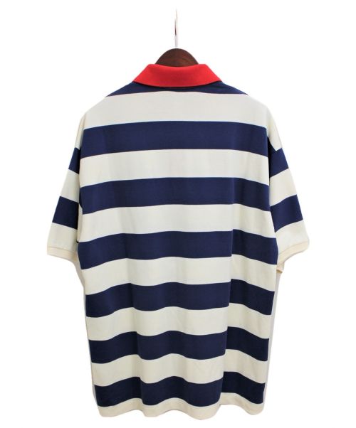 GUCCI（グッチ）GUCCI (グッチ) エンブロイダリー付ボーダーポロシャツ ブルー×ホワイト サイズ:XLの古着・服飾アイテム