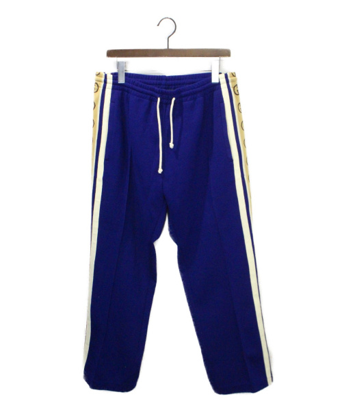 GUCCI（グッチ）GUCCI (グッチ) テクニカルジャージートラックパンツ ブルー×ベージュ サイズ:Ｌの古着・服飾アイテム