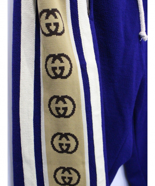 GUCCI（グッチ）GUCCI (グッチ) テクニカルジャージートラックパンツ ブルー×ベージュ サイズ:Ｌの古着・服飾アイテム