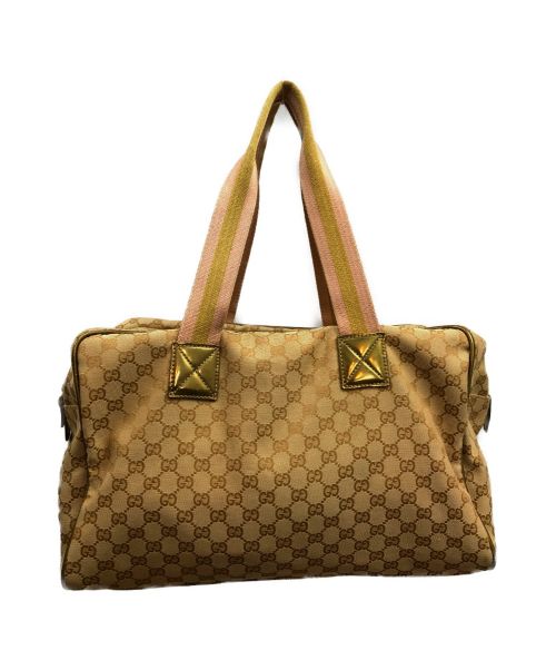 GUCCI（グッチ）GUCCI (グッチ) シェリーラインボストンバッグ ゴールド×ピンク サイズ:下記参照 GG 153240 491404の古着・服飾アイテム
