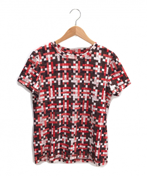 HERMES（エルメス）HERMES (エルメス) ボルデュック・チェックTシャツ レッド×ピンク サイズ:40の古着・服飾アイテム