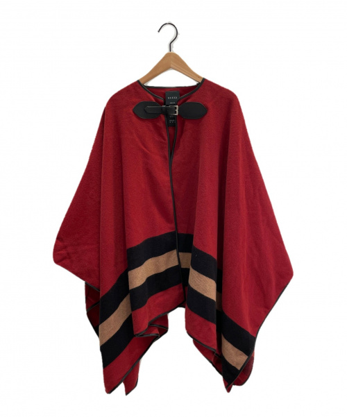 GUCCI（グッチ）GUCCI (グッチ) ウールカシミヤポンチョ レッド サイズ:-の古着・服飾アイテム