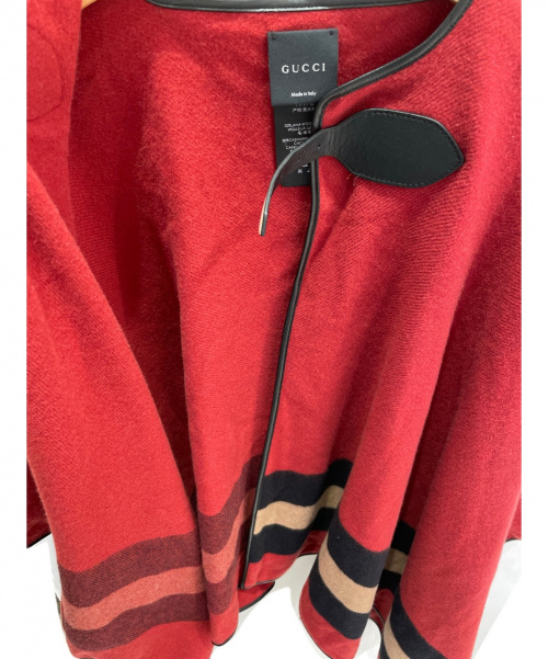 GUCCI（グッチ）GUCCI (グッチ) ウールカシミヤポンチョ レッド サイズ:-の古着・服飾アイテム