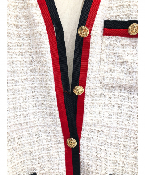 GUCCI（グッチ）GUCCI (グッチ) ツイードワンピースコート オフホワイト サイズ:42 2019COLLECTIONの古着・服飾アイテム