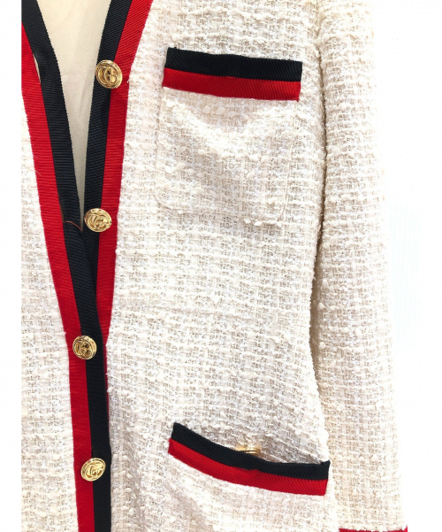 GUCCI（グッチ）GUCCI (グッチ) ツイードワンピースコート オフホワイト サイズ:42 2019COLLECTIONの古着・服飾アイテム