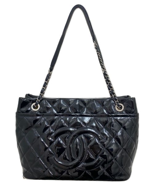 CHANEL（シャネル）CHANEL (シャネル) エナメルチェーントートバッグ ブラック サイズ:-の古着・服飾アイテム