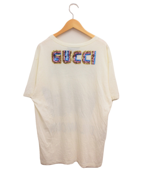 GUCCI（グッチ）GUCCI (グッチ) スパンコールロゴカットソー アイボリー サイズ:Lの古着・服飾アイテム