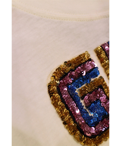 GUCCI（グッチ）GUCCI (グッチ) スパンコールロゴカットソー アイボリー サイズ:Lの古着・服飾アイテム