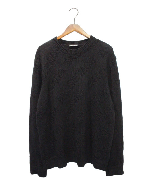 BALENCIAGA（バレンシアガ）BALENCIAGA (バレンシアガ) ジャガードロゴクルーネックニット ブラック サイズ:Mの古着・服飾アイテム