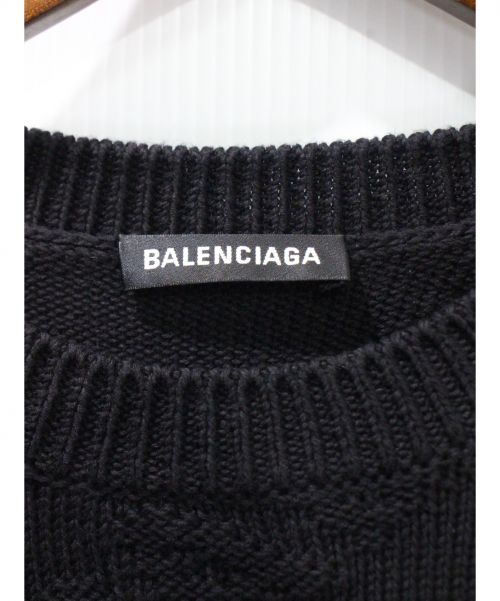 BALENCIAGA（バレンシアガ）BALENCIAGA (バレンシアガ) ジャガードロゴクルーネックニット ブラック サイズ:Mの古着・服飾アイテム