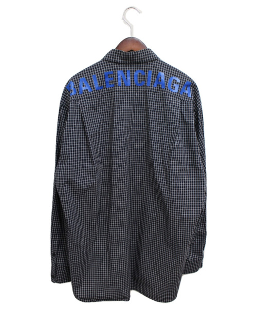 BALENCIAGA（バレンシアガ）BALENCIAGA (バレンシアガ) バックロゴチェックシャツ ブラック サイズ:39の古着・服飾アイテム