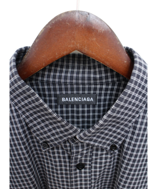 BALENCIAGA（バレンシアガ）BALENCIAGA (バレンシアガ) バックロゴチェックシャツ ブラック サイズ:39の古着・服飾アイテム