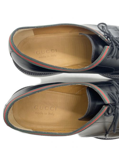 GUCCI（グッチ）GUCCI (グッチ) ウェブラインプレーントゥーシューズ ブラック サイズ:11の古着・服飾アイテム