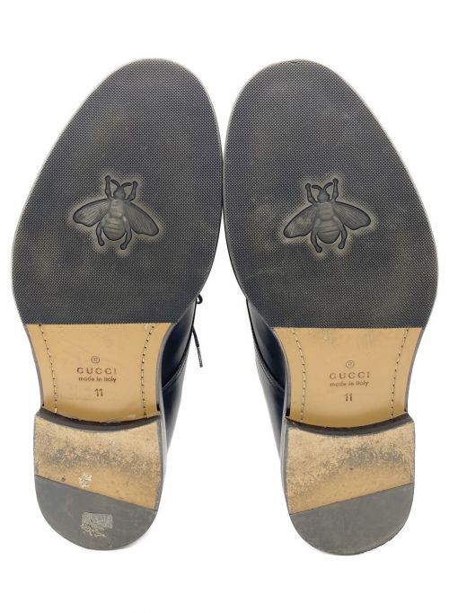 GUCCI（グッチ）GUCCI (グッチ) ウェブラインプレーントゥーシューズ ブラック サイズ:11の古着・服飾アイテム