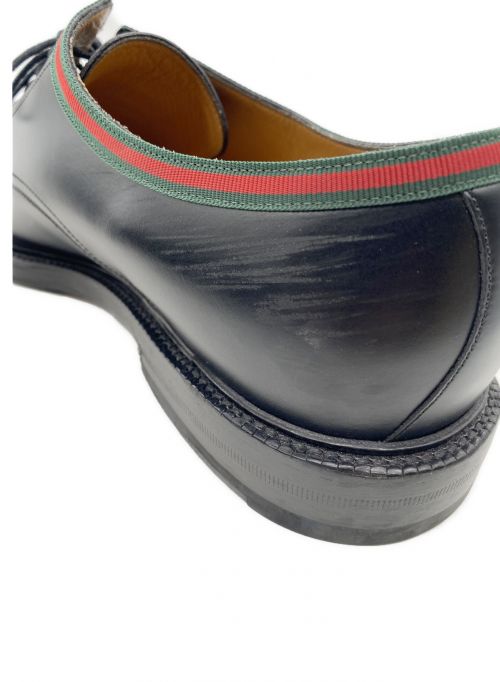 GUCCI（グッチ）GUCCI (グッチ) ウェブラインプレーントゥーシューズ ブラック サイズ:11の古着・服飾アイテム