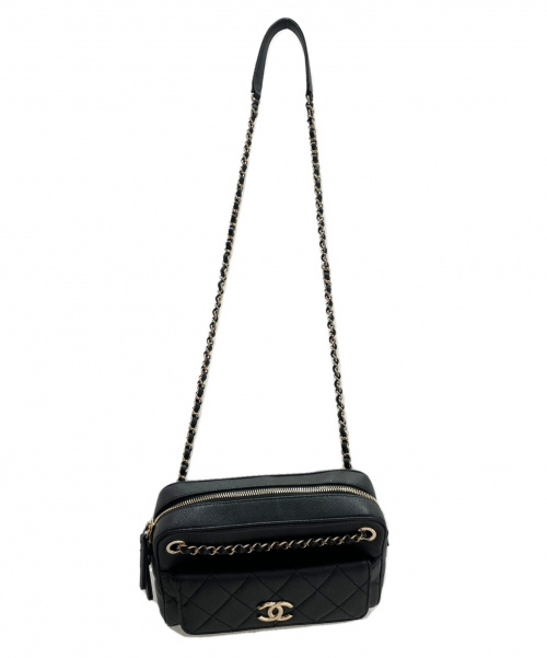 CHANEL（シャネル）CHANEL (シャネル) ダブルチェーンカメラバッグ ブラック サイズ:-の古着・服飾アイテム