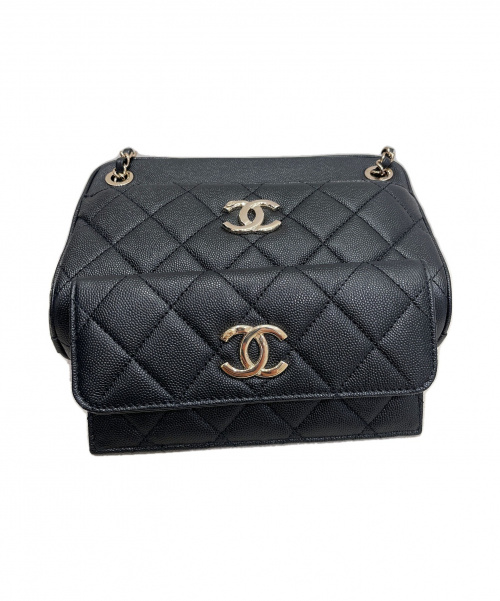 CHANEL（シャネル）CHANEL (シャネル) ダブルチェーンカメラバッグ ブラック サイズ:-の古着・服飾アイテム