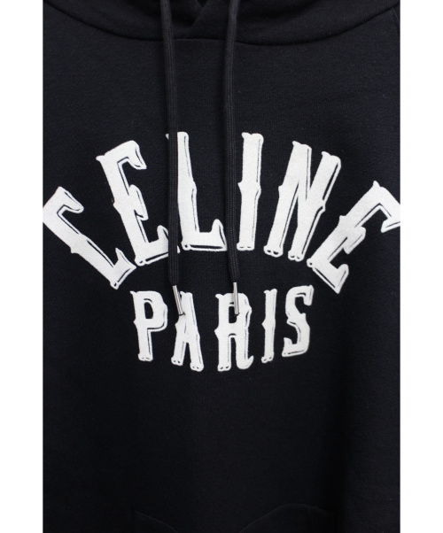 CELINE（セリーヌ）CELINE (セリーヌ) 20AW ロゴパッチプルオーバーパーカー ブラック サイズ:Mの古着・服飾アイテム
