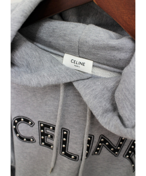 CELINE（セリーヌ）CELINE (セリーヌ) 21SS スタッズ付ルーズスウェットシャツ グレー サイズ:Sの古着・服飾アイテム