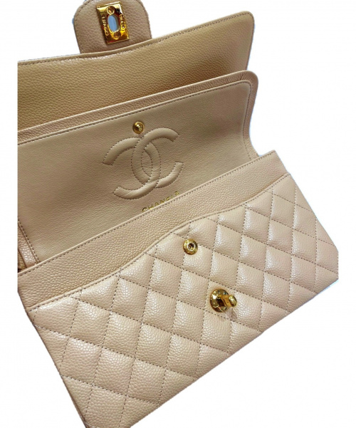 CHANEL（シャネル）CHANEL (シャネル) ダブルフラップマトラッセ25 ベージュ サイズ:25 キャビアスキンの古着・服飾アイテム