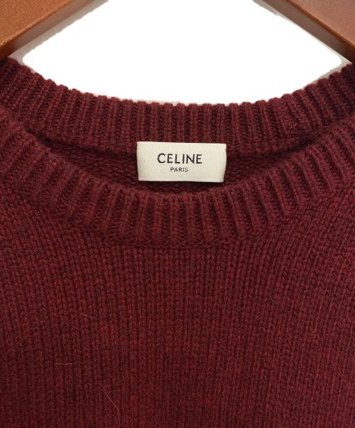 CELINE（セリーヌ）CELINE (セリーヌ) クルーネックセーター/シームレスカシミア レッド サイズ:Mの古着・服飾アイテム