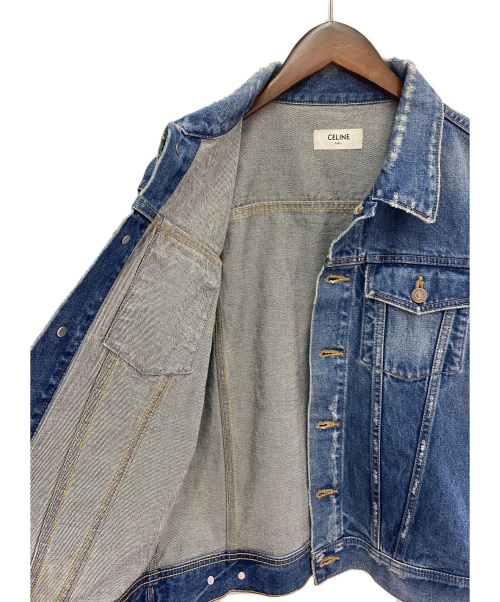 CELINE（セリーヌ）CELINE (セリーヌ) ダメージ加工デニムジャケット インディゴ サイズ:Lの古着・服飾アイテム