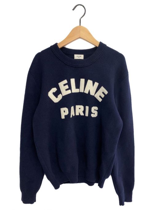 CELINE（セリーヌ）CELINE (セリーヌ) フロッククルーネックセーター ネイビー サイズ:Mの古着・服飾アイテム