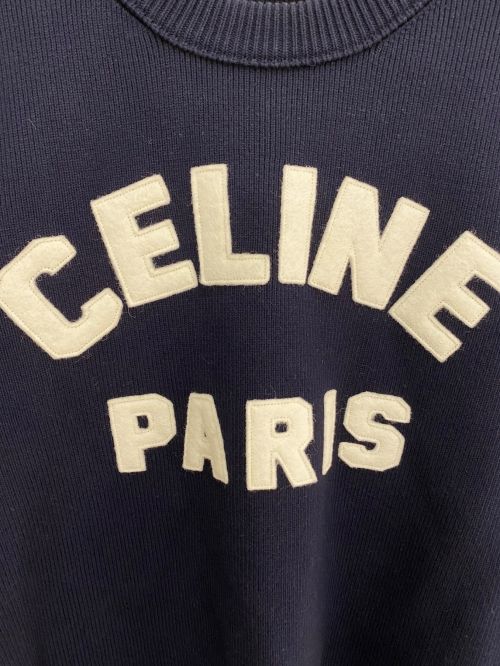 CELINE（セリーヌ）CELINE (セリーヌ) フロッククルーネックセーター ネイビー サイズ:Mの古着・服飾アイテム