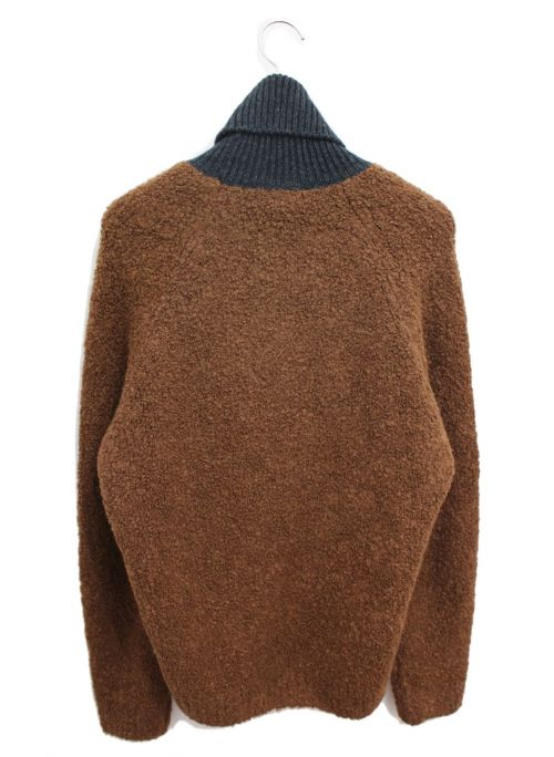 HERMES（エルメス）HERMES (エルメス) ミックス＆テディタートルネックニット グレー×ブラウン サイズ:Lの古着・服飾アイテム