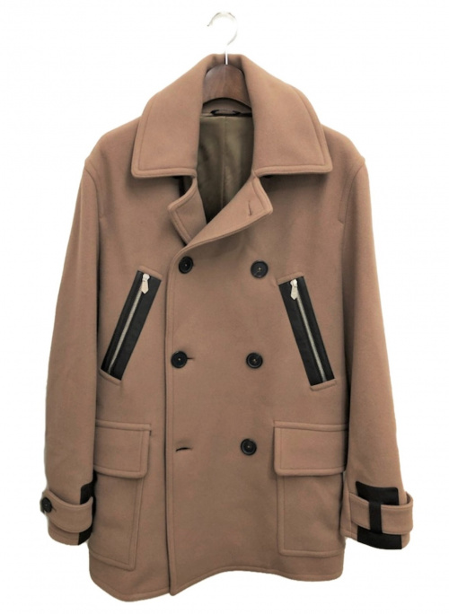 HERMES（エルメス）HERMES (エルメス) レザー装飾Pコート ベージュ サイズ:48の古着・服飾アイテム