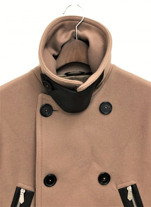 HERMES（エルメス）HERMES (エルメス) レザー装飾Pコート ベージュ サイズ:48の古着・服飾アイテム