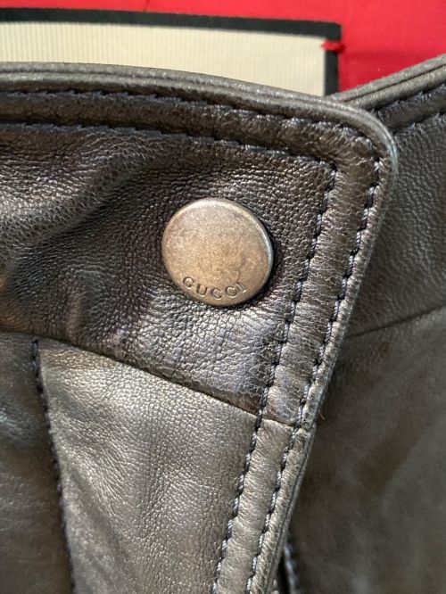GUCCI（グッチ）GUCCI (グッチ) レザーシングルライダースジャケット ブラック サイズ:38の古着・服飾アイテム