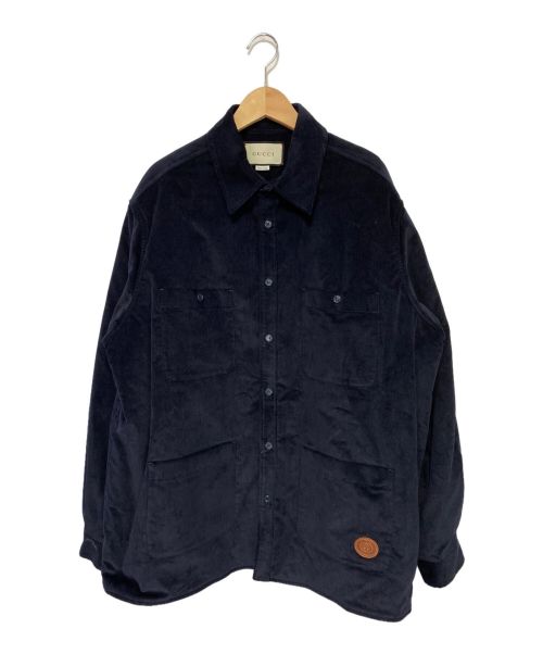 GUCCI（グッチ）GUCCI (グッチ) ストレッチコーデュロイパディングシャツ ネイビー サイズ:50の古着・服飾アイテム