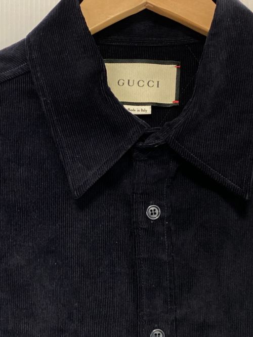GUCCI（グッチ）GUCCI (グッチ) ストレッチコーデュロイパディングシャツ ネイビー サイズ:50の古着・服飾アイテム