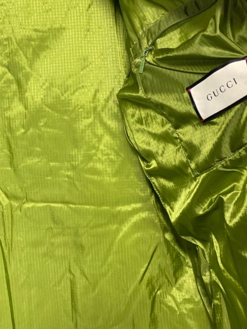 GUCCI（グッチ）GUCCI (グッチ) シェブロンストライプ中綿入ジャケット 黄緑 サイズ:50の古着・服飾アイテム