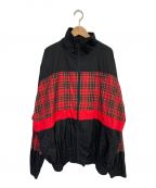 BALENCIAGAバレンシアガ）の古着「18AW ポプリンチェックコットンジャケット」｜ブラック×レッド