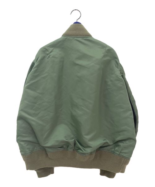 sacai（サカイ）sacai (サカイ) 異素材ドッキングジャケット グリーン×ネイビー サイズ:２の古着・服飾アイテム