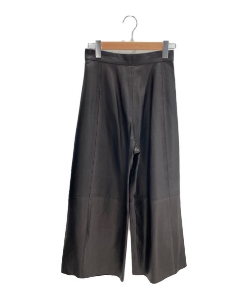 CELINE（セリーヌ）CELINE (セリーヌ) レザーワイドパンツ ブラック サイズ:36の古着・服飾アイテム